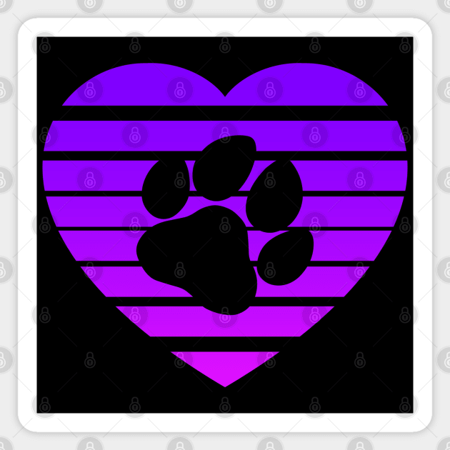 Dog Paw Heart Valentine - Purple Pink Gradient Sticker by skauff